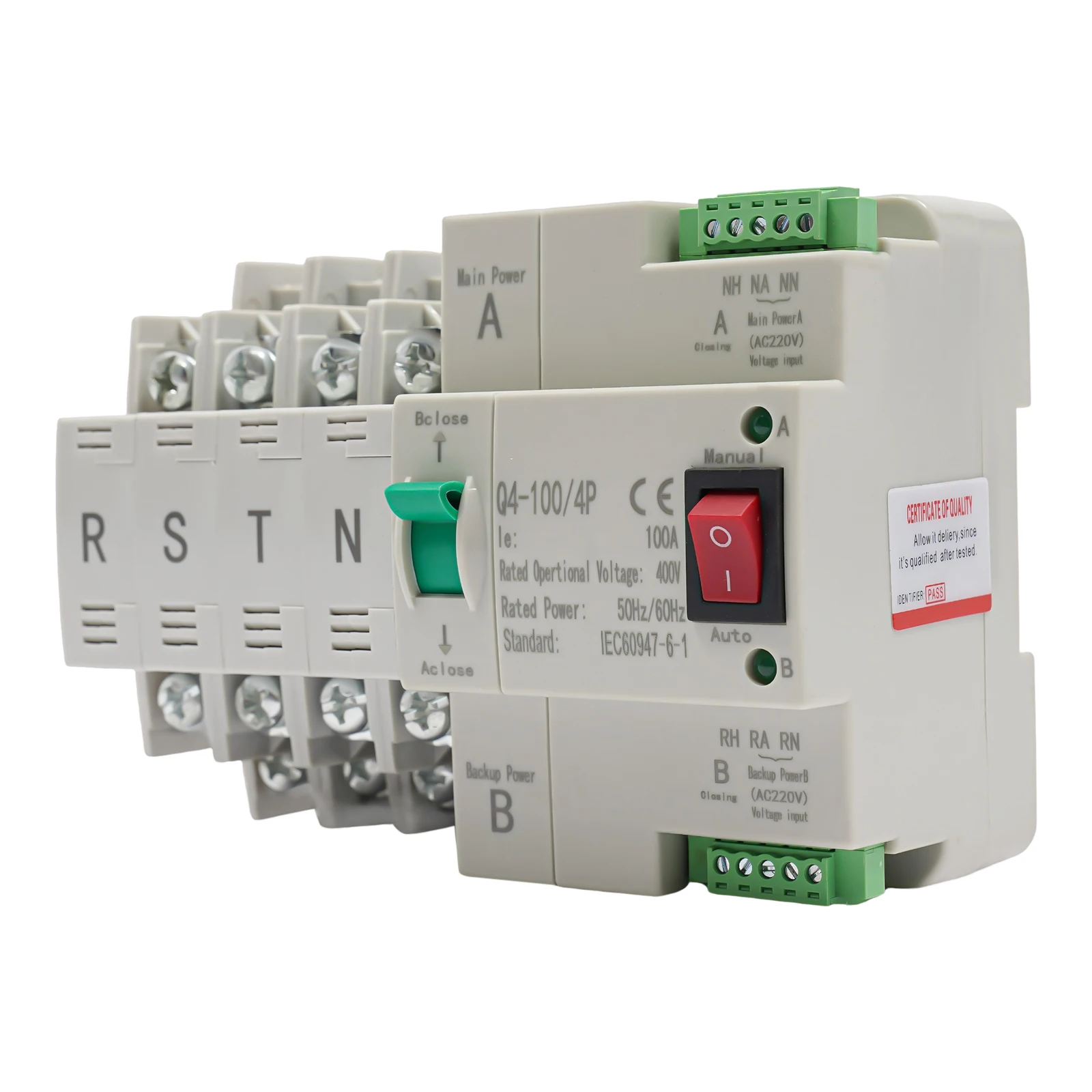 100A 4P Automatic Switch,Dual Power Mini Generator Automatic Transfer Switch Changeover Switch