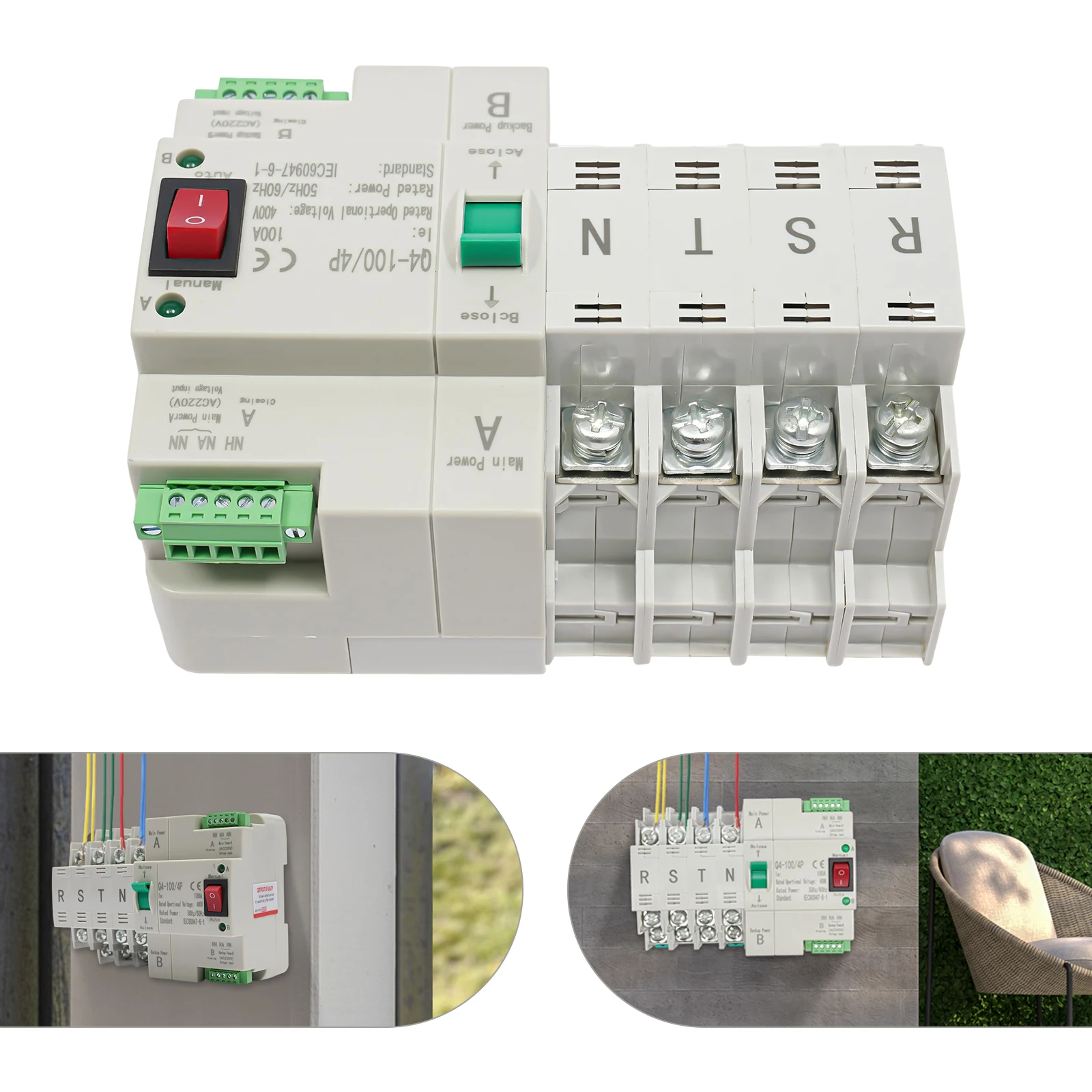 100A 4P Automatic Switch,Dual Power Mini Generator Automatic Transfer Switch Changeover Switch