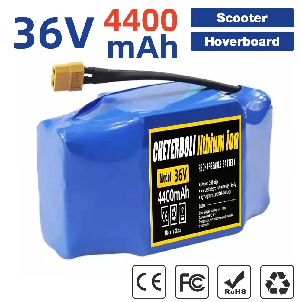 36V 4400mAh 10s2p Lithium Rechargeable Battery,True for Electric Self-balancing Scooter HoverBoard Unicycle, Exceptional Battery