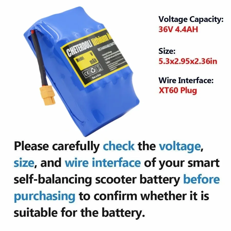 36V 4400mAh 10s2p Lithium Rechargeable Battery,True for Electric Self-balancing Scooter HoverBoard Unicycle, Exceptional Battery