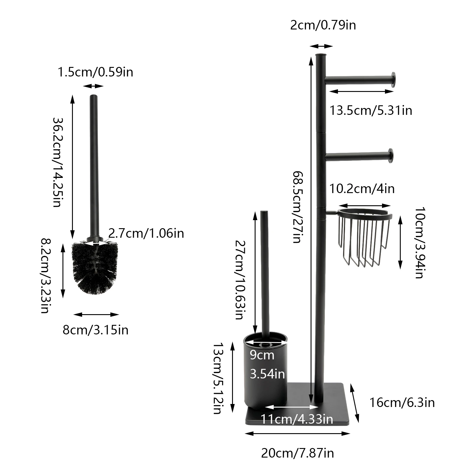 Toilet Brush Holder With Toilet Paper Holder Vertical Integrated Storage Rack Multifunctional Storage Shelf