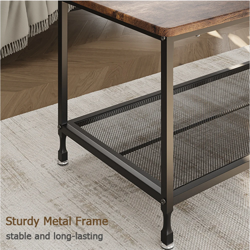 Vintage Industrial Coffee Table 2 Tier Center Table Simple Easy Assemble Living Room Table for Home Decor