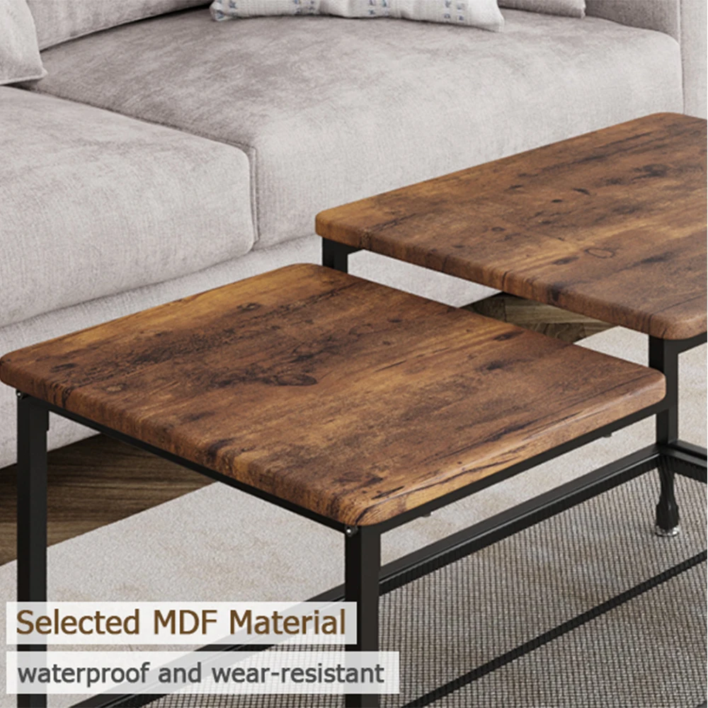Vintage Industrial Coffee Table 2 Tier Center Table Simple Easy Assemble Living Room Table for Home Decor