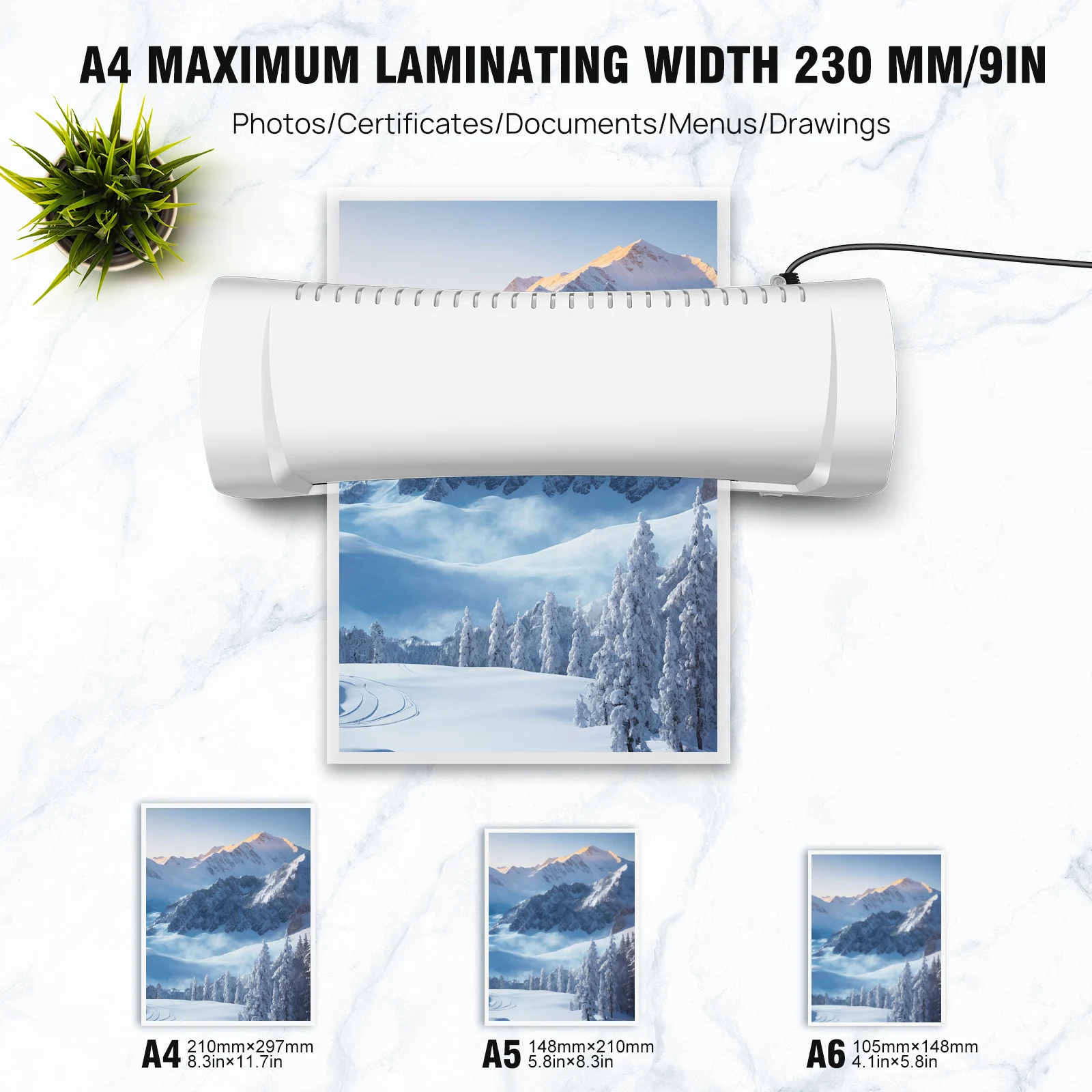 High-Speed A4 Laminator Machine, Max 230mm Width , Thermal Laminator Machine for Hot and Cold Settings with Anti-Jam