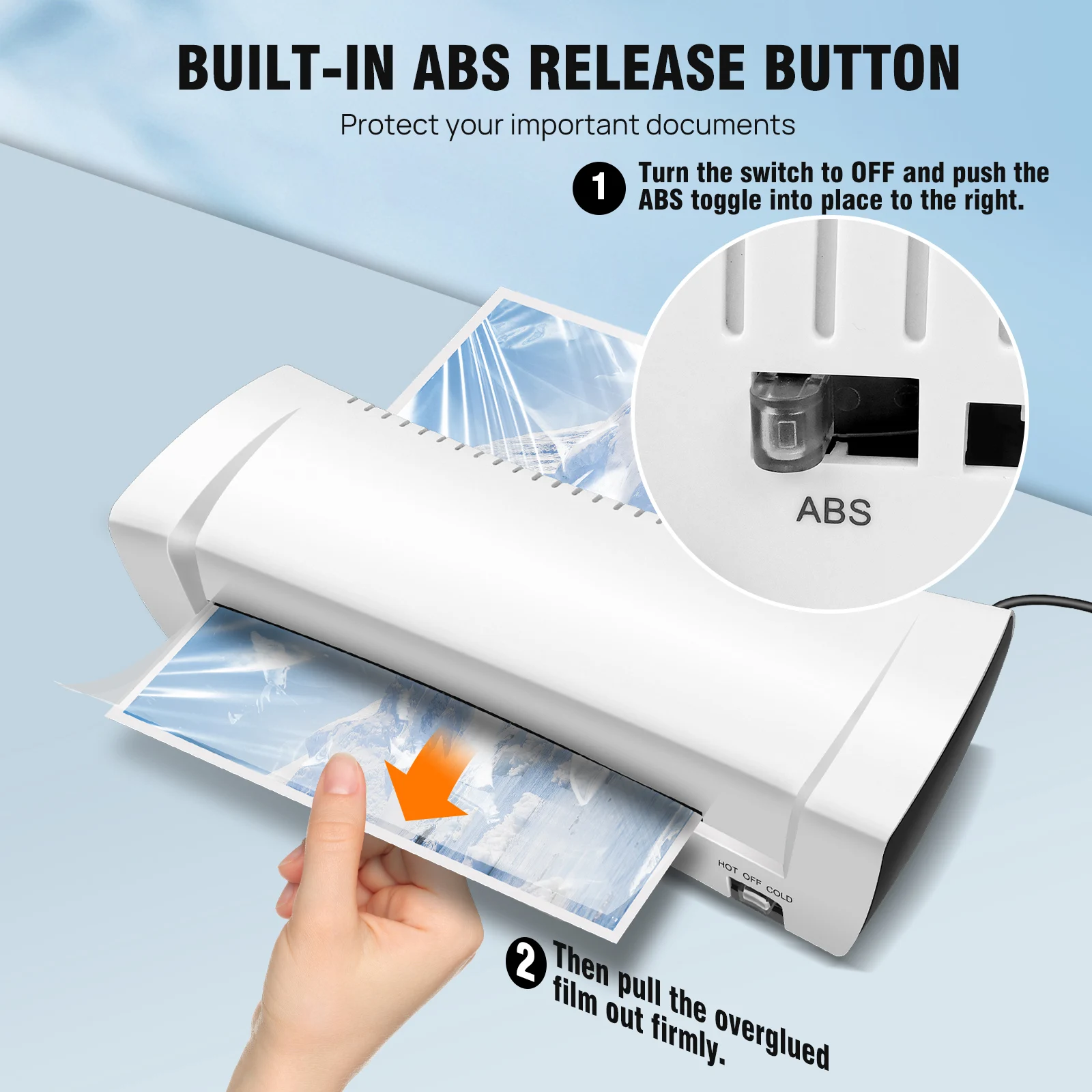 High-Speed A4 Laminator Machine, Max 230mm Width , Thermal Laminator Machine for Hot and Cold Settings with Anti-Jam