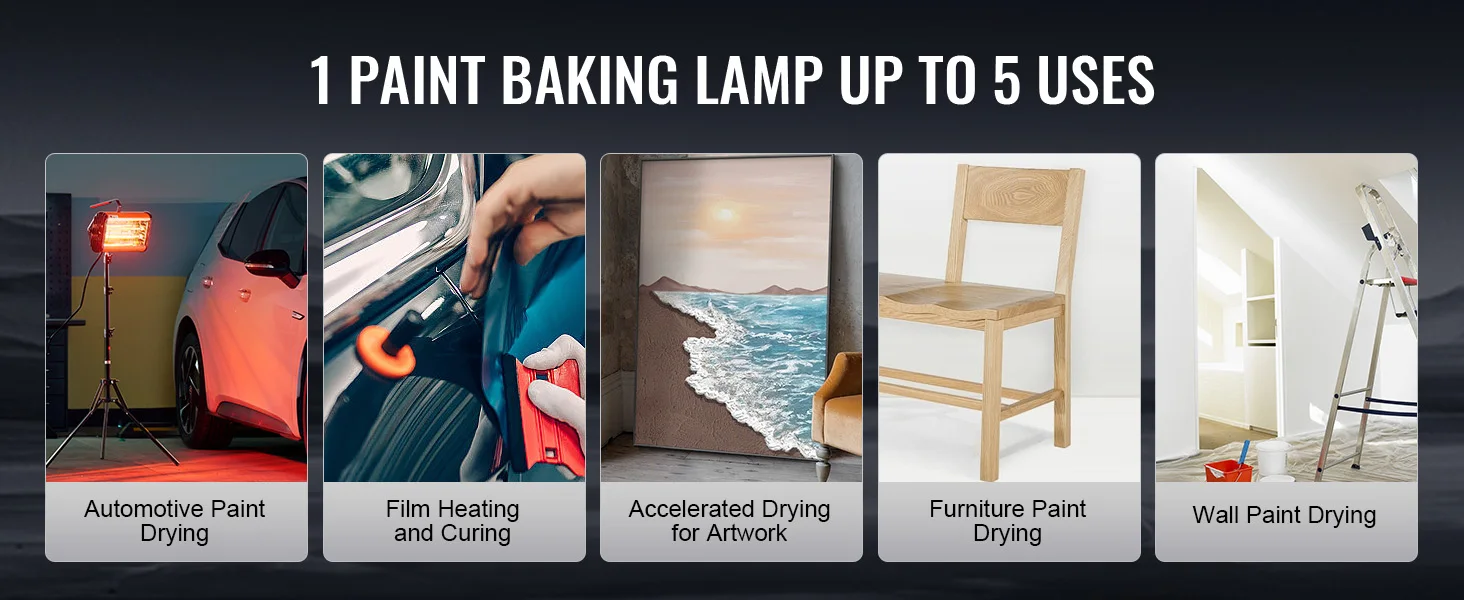 SucceBuy Infrared Curing Lamp, Handheld/Stand Dual Use, 2000W 0-90 min Timing Auto Heating Car Curing Light with Bracket