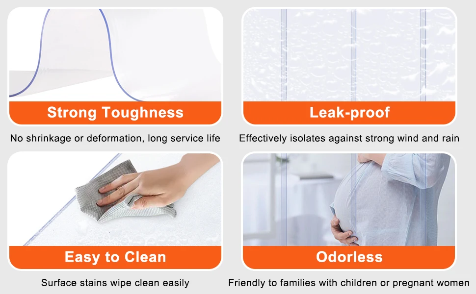 SucceBuy 96" x 96" Strip Curtain 0.08" Thickness Clear Smooth Plastic Door Strips PVC Curtains for Warehouses Walk in Freezers