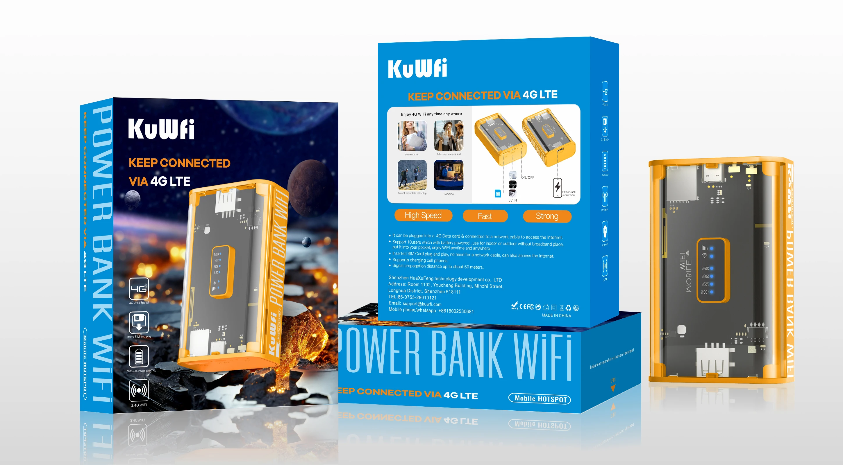 KuWFi 5200mAh 4G Mobile Router 150Mbps Potteble Travel Modem  2.4G Wireless Wi-Fi USB Output TypeC Charging Nano SIM Card Slot