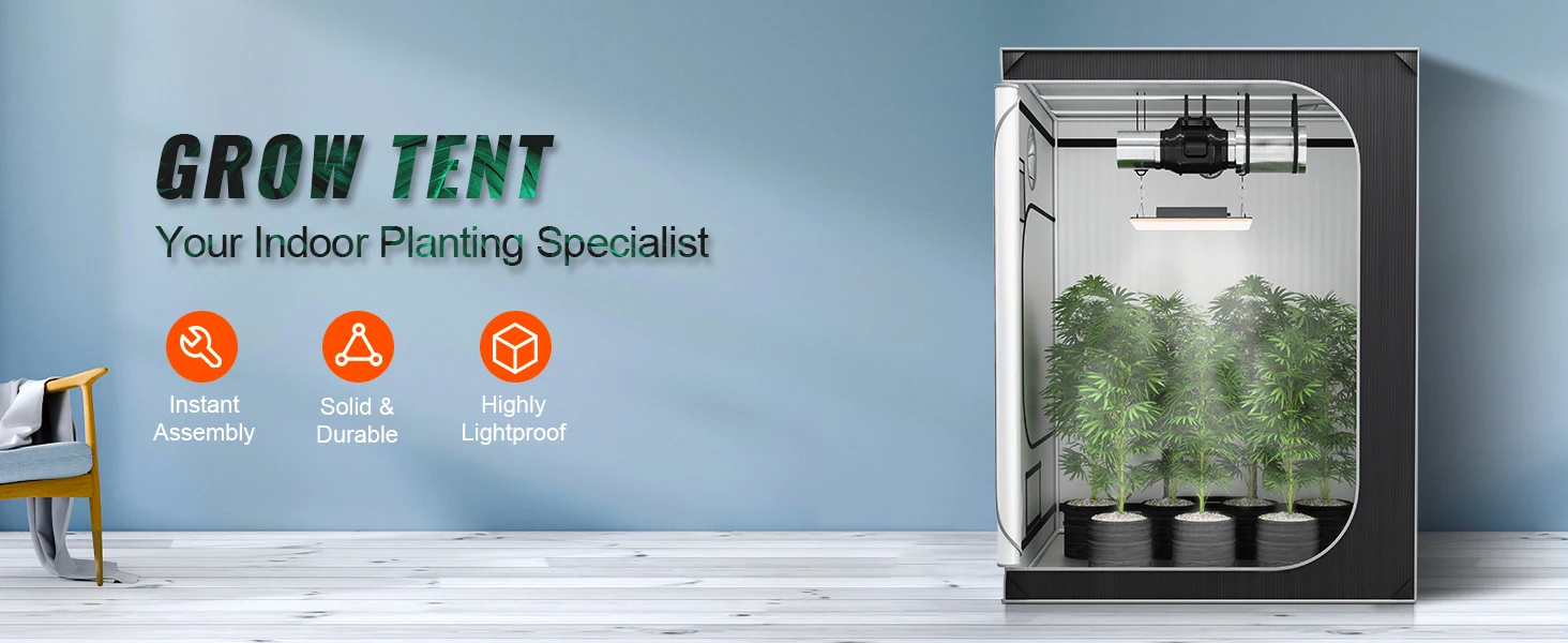 SucceBuy Grow Tent High Reflective 2000D Mylar Hydroponic Growing Tent with Observation Window Tool Bag for Indoor Plant Growing