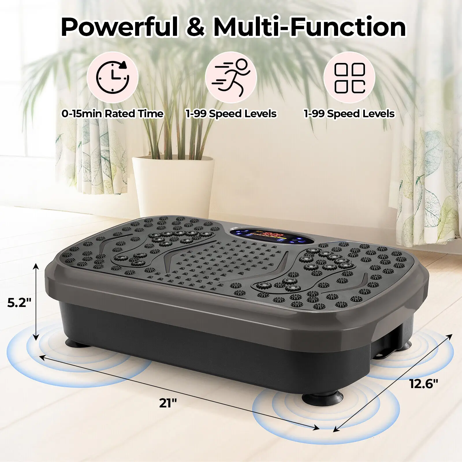 Vibration Plate Exercise Machine - Whole Body Workout Vibration Fitness Platform w/ Loop Bands - Home Training Equipment