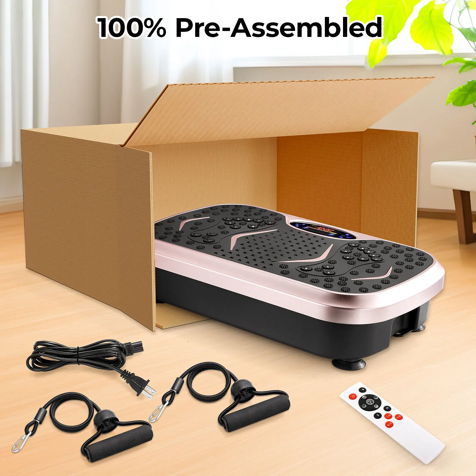 Vibration Plate Exercise Machine - Whole Body Workout Vibration Fitness Platform w/ Loop Bands - Home Training Equipment