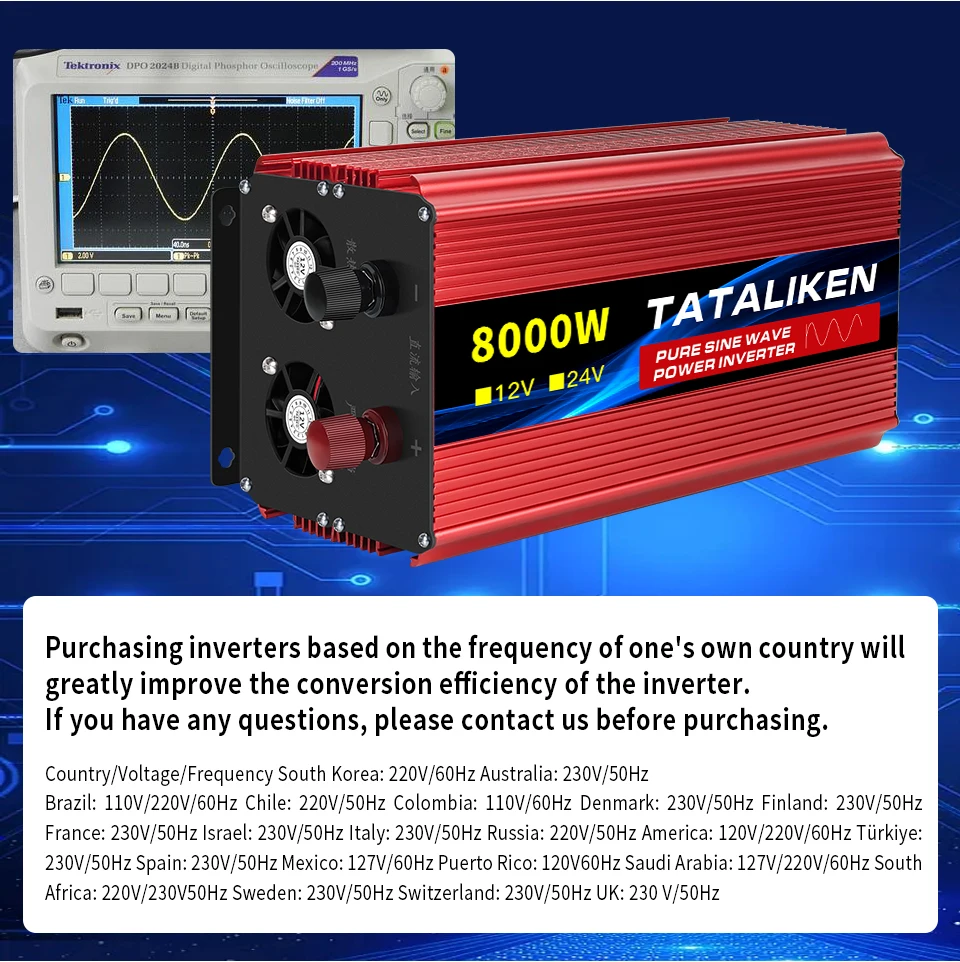 EU Socket Pure Sine Wave Inverter 1000W/300W/5000W/6000W DC 12V To AC 220V 50HZ Power Inverter Charger Converter Adapter