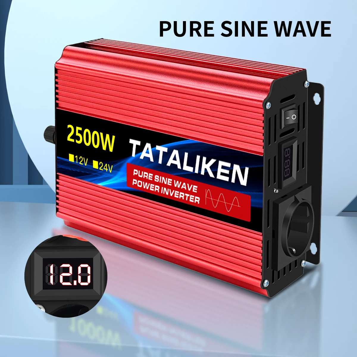EU Socket Pure Sine Wave Inverter 1000W/300W/5000W/6000W DC 12V To AC 220V 50HZ Power Inverter Charger Converter Adapter
