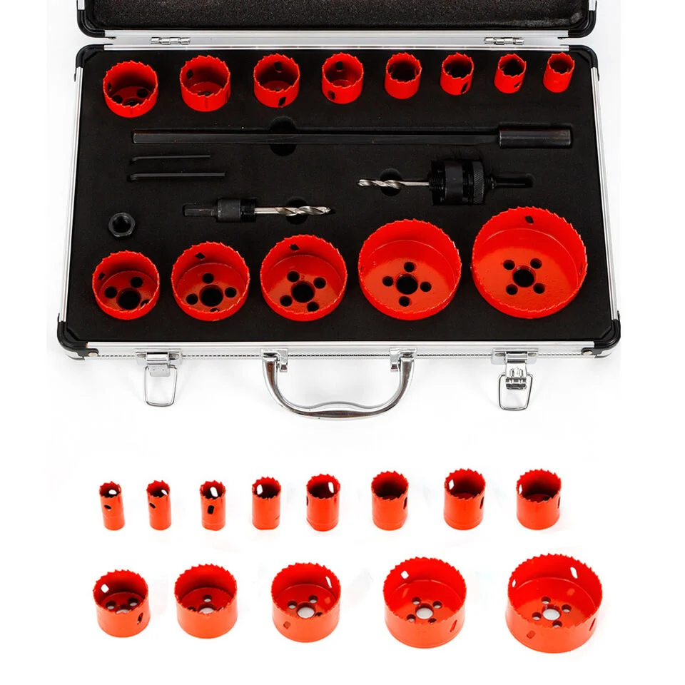 17 Pcs Hole Saw Kit Cutter Metal Wood DIY Tools Hss Bi-metal Hole Saw Blade Crown Saw Core Drilling Bit Hole Saw Drill Bit Kit