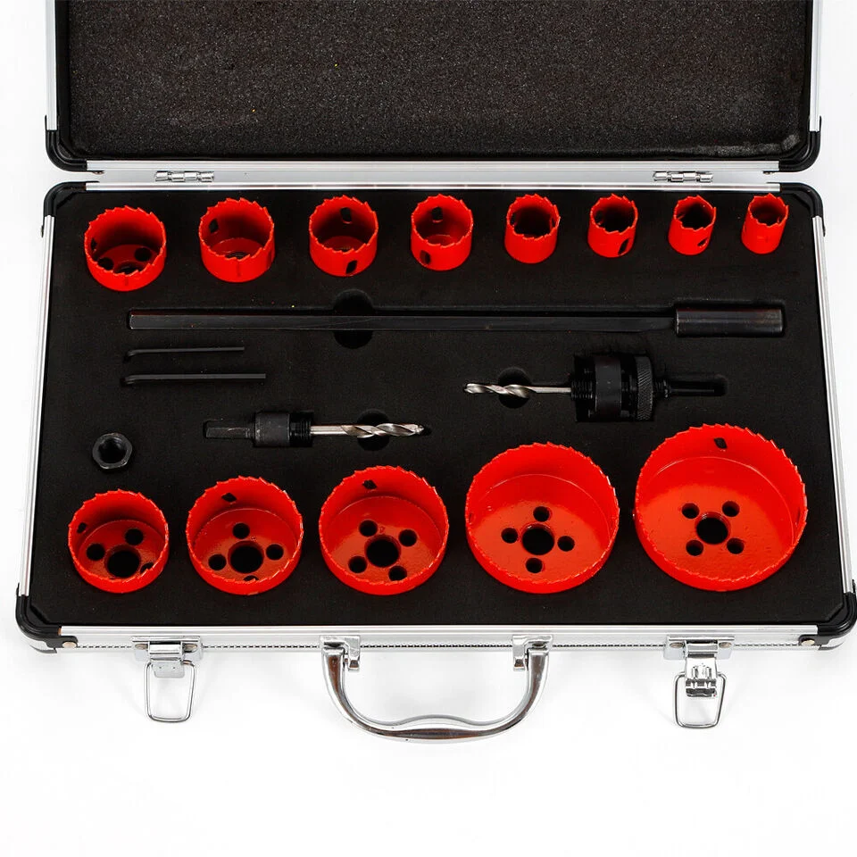 17 Pcs Hole Saw Kit Cutter Metal Wood DIY Tools Hss Bi-metal Hole Saw Blade Crown Saw Core Drilling Bit Hole Saw Drill Bit Kit