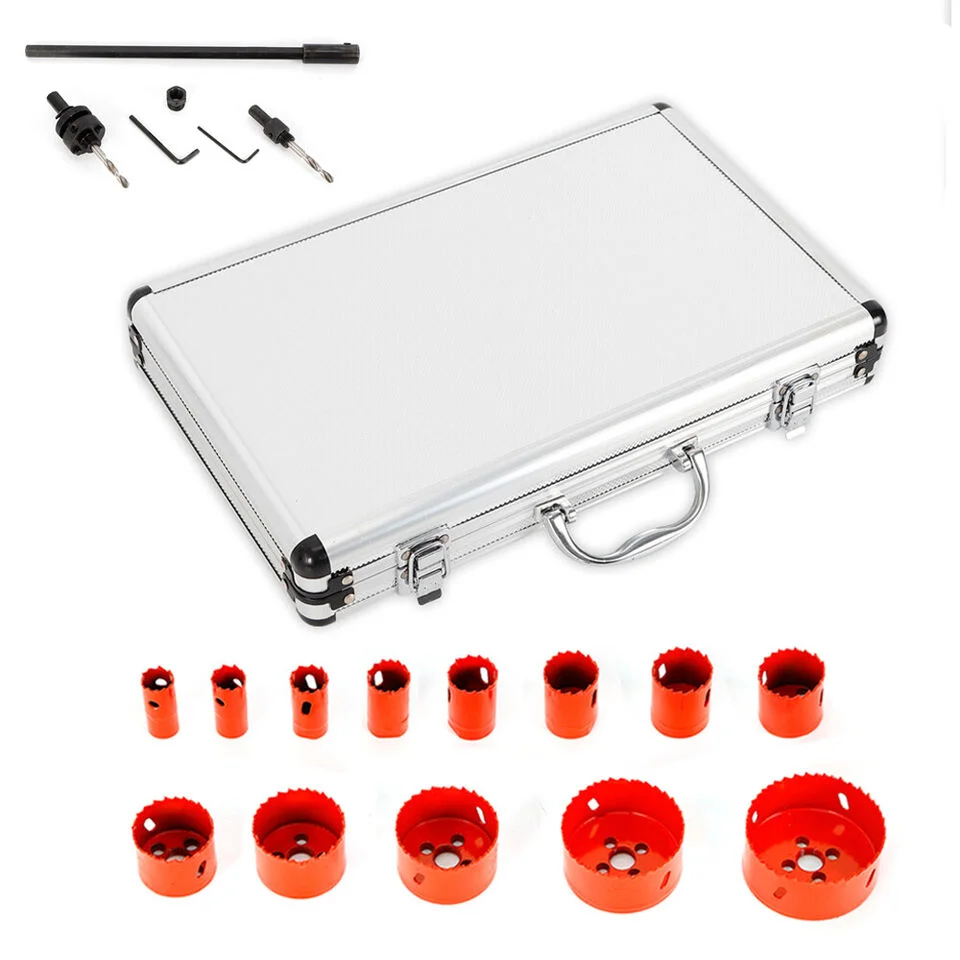 17 Pcs Hole Saw Kit Cutter Metal Wood DIY Tools Hss Bi-metal Hole Saw Blade Crown Saw Core Drilling Bit Hole Saw Drill Bit Kit