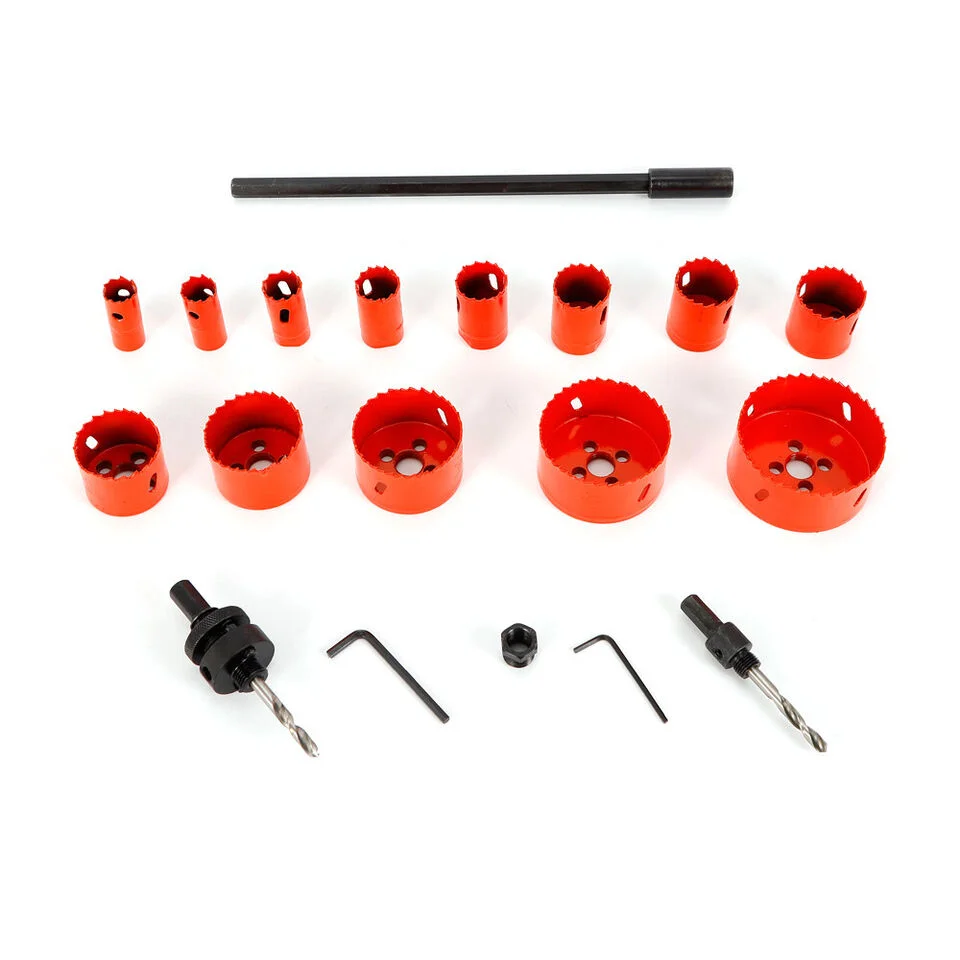 17 Pcs Hole Saw Kit Cutter Metal Wood DIY Tools Hss Bi-metal Hole Saw Blade Crown Saw Core Drilling Bit Hole Saw Drill Bit Kit