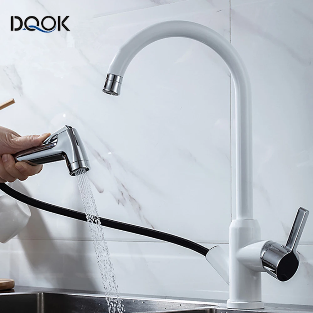 Brushed Nickel Kitchen Faucet Flexible Pull Out Nozzle Kitchen Sink Mixer Tap Stream Sprayer Head Deck Black Hot Cold Water Taps