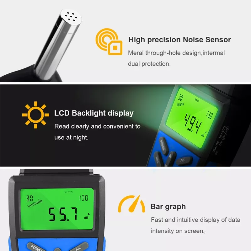 BTMETER BT-822A Sound level meter Decibel Noise level meter 30~130dB Environmental Quality Tester Tool Sensitively adjustable