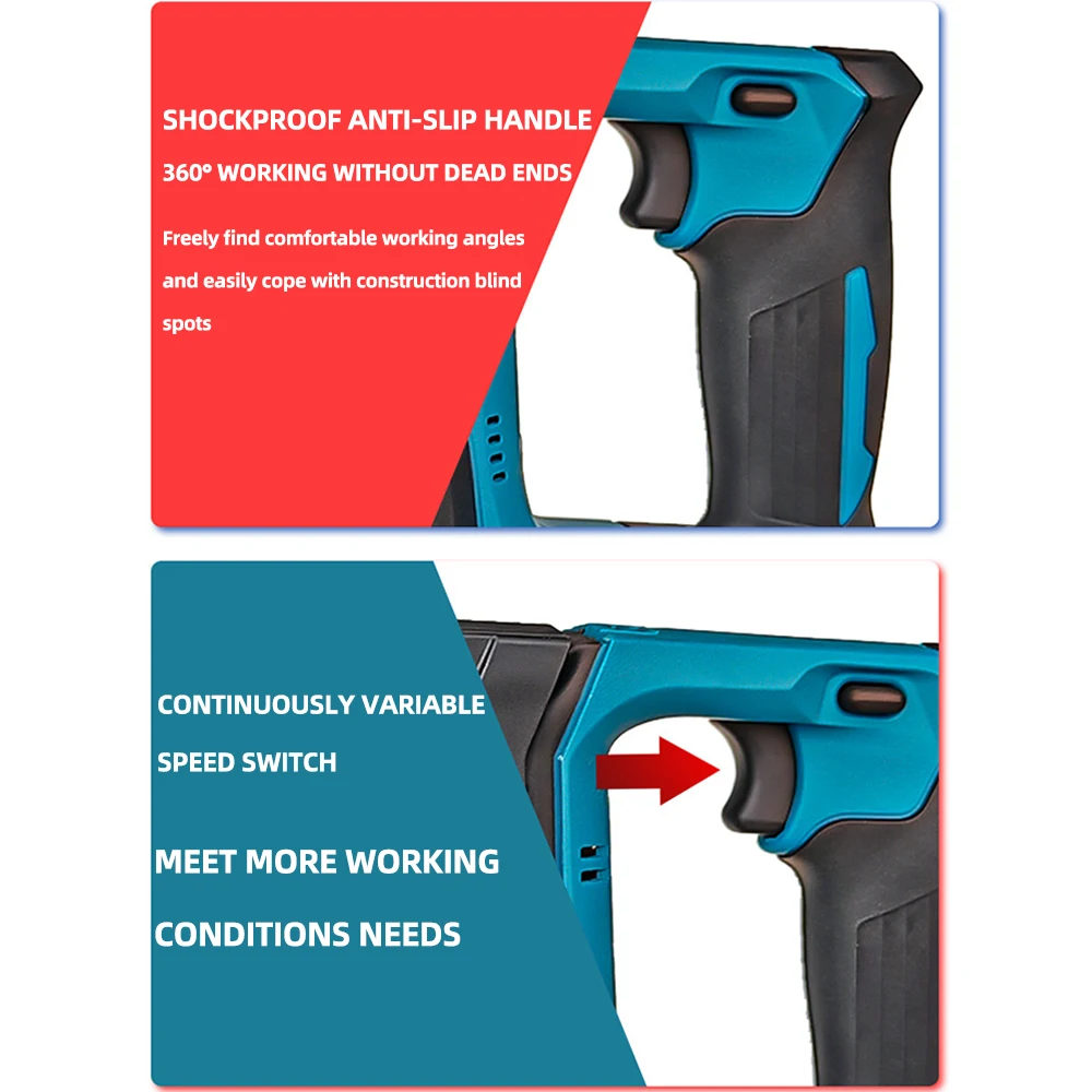 4800ipm Cordless Electric Hammer Drill Dual Functionality 680rpm Speed for Concrete Steel Wood Drilling Needs