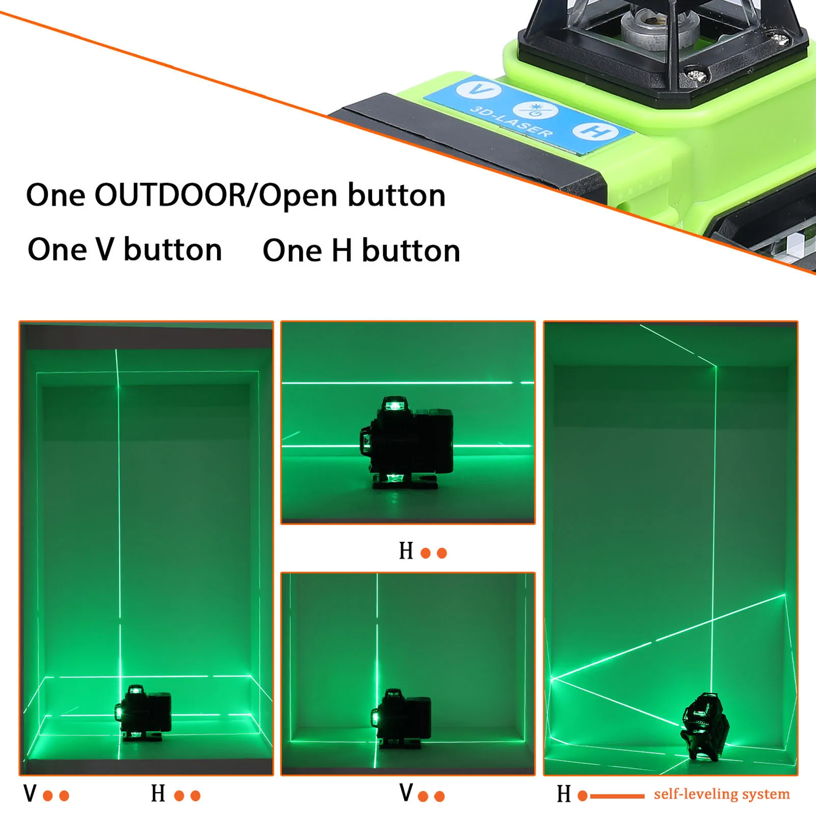 Multifunctional 16 Lines Green Light Laser Level 4D Self-leveling Machine Lithium Battery 360 Leveling Tool Ground Wall Sticker