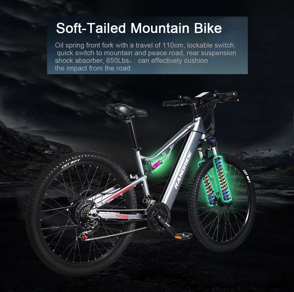 YG90 E-bike 1000W Motor 48V17AH Lithium Battery 27.5 inch All terrain Tire Electric Bicycle Hydraulic Brake Adult Electric Bike
