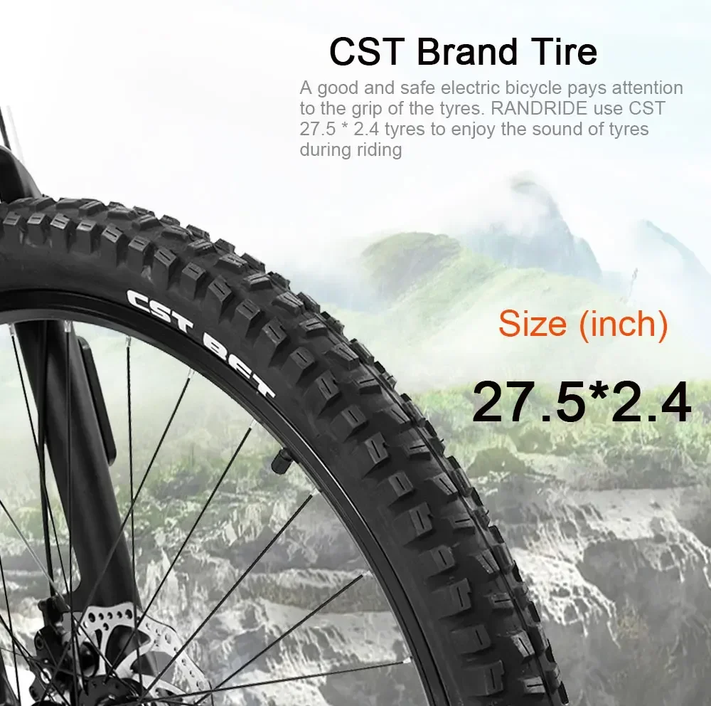 YG90 E-bike 1000W Motor 48V17AH Lithium Battery 27.5 inch All terrain Tire Electric Bicycle Hydraulic Brake Adult Electric Bike