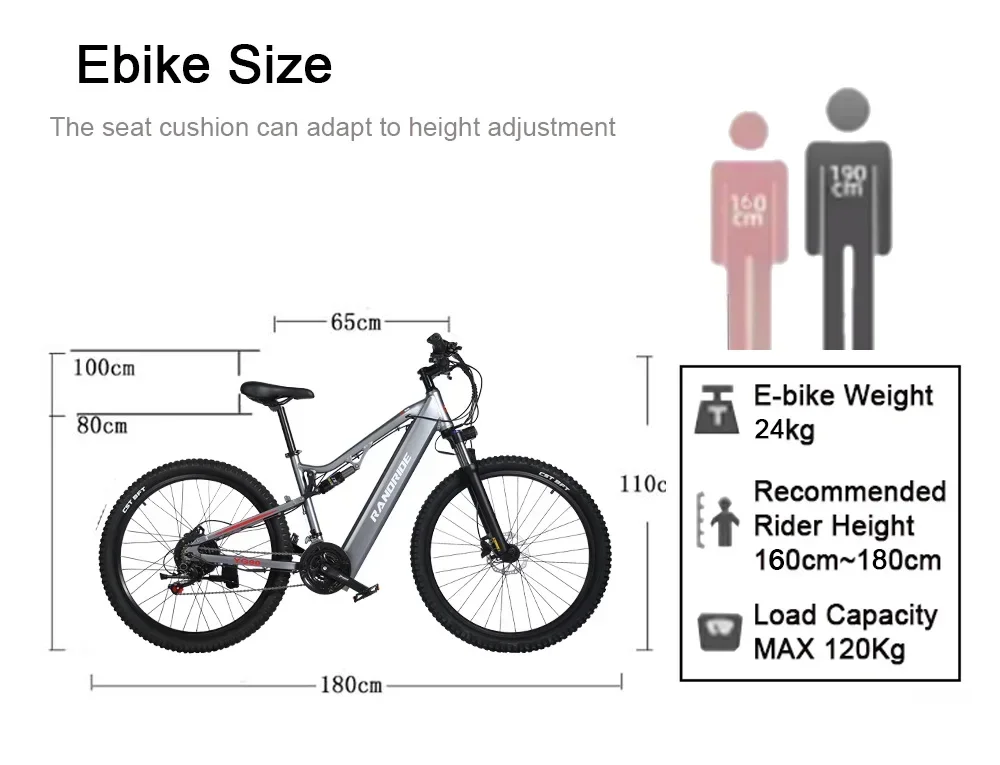 YG90 E-bike 1000W Motor 48V17AH Lithium Battery 27.5 inch All terrain Tire Electric Bicycle Hydraulic Brake Adult Electric Bike