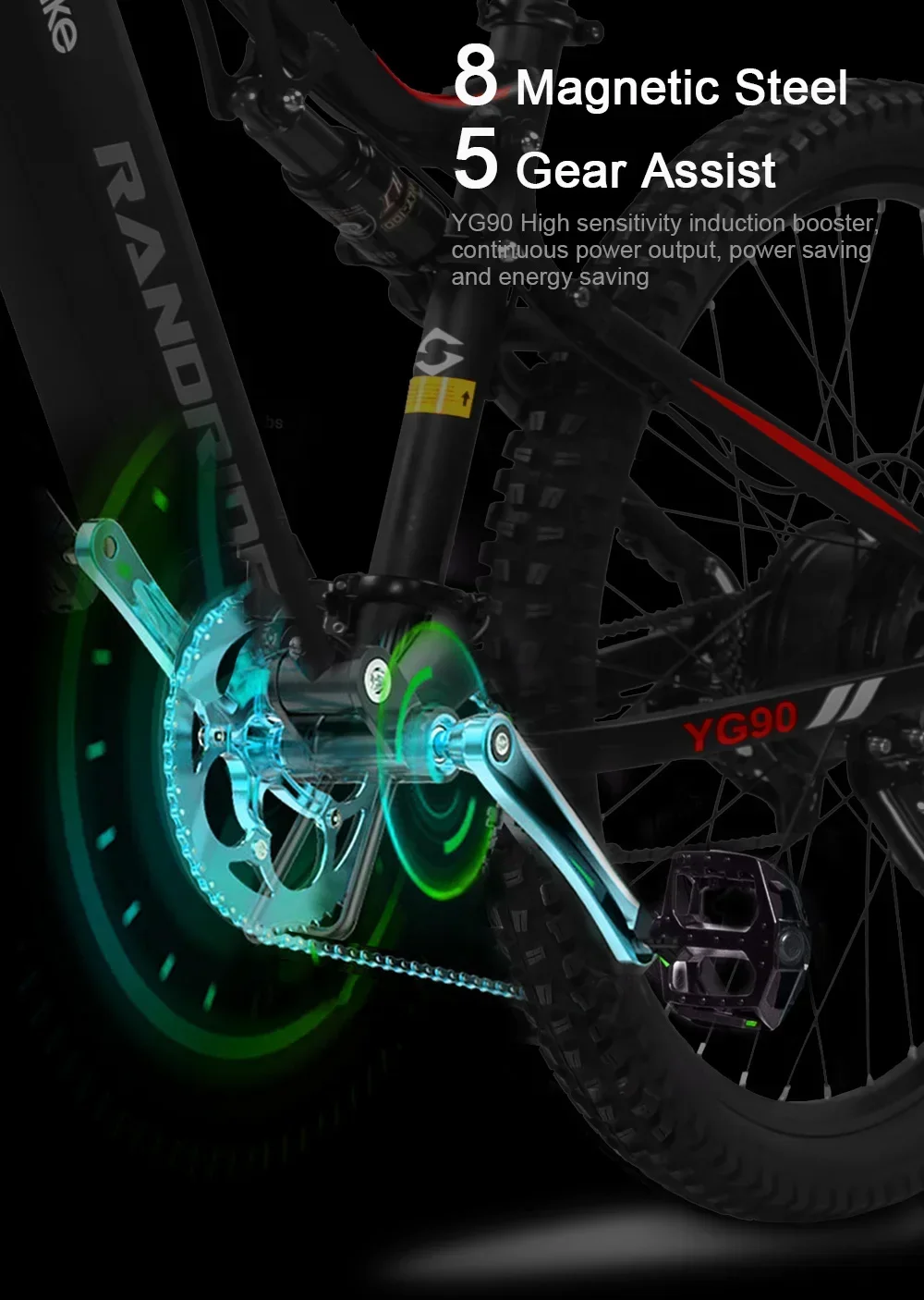 YG90 E-bike 1000W Motor 48V17AH Lithium Battery 27.5 inch All terrain Tire Electric Bicycle Hydraulic Brake Adult Electric Bike