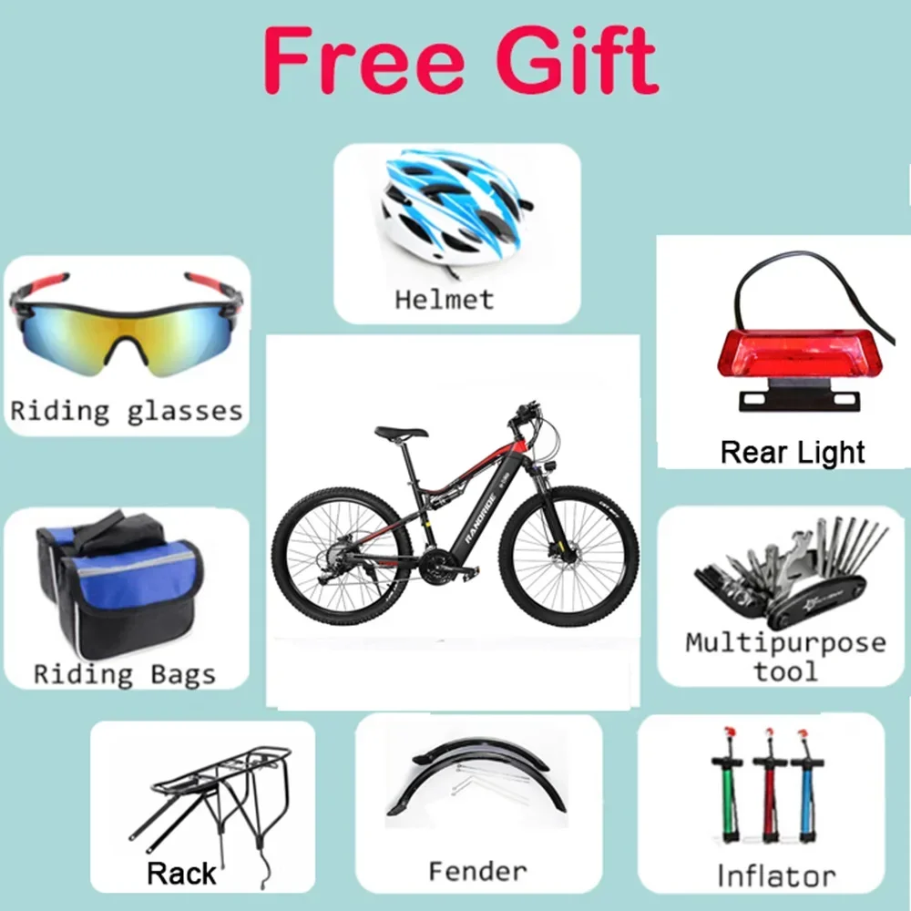 YG90 E-bike 1000W Motor 48V17AH Lithium Battery 27.5 inch All terrain Tire Electric Bicycle Hydraulic Brake Adult Electric Bike