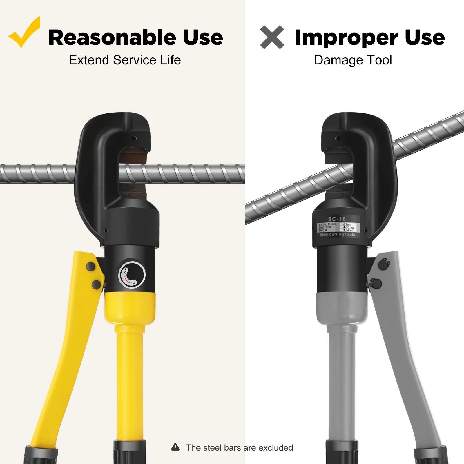 8 Ton Hydraulic Rebar Cutter Hydraulic Clamp Steel Bar Cutting Handheld Cutting Tool 16mm for Metal Chain Steel