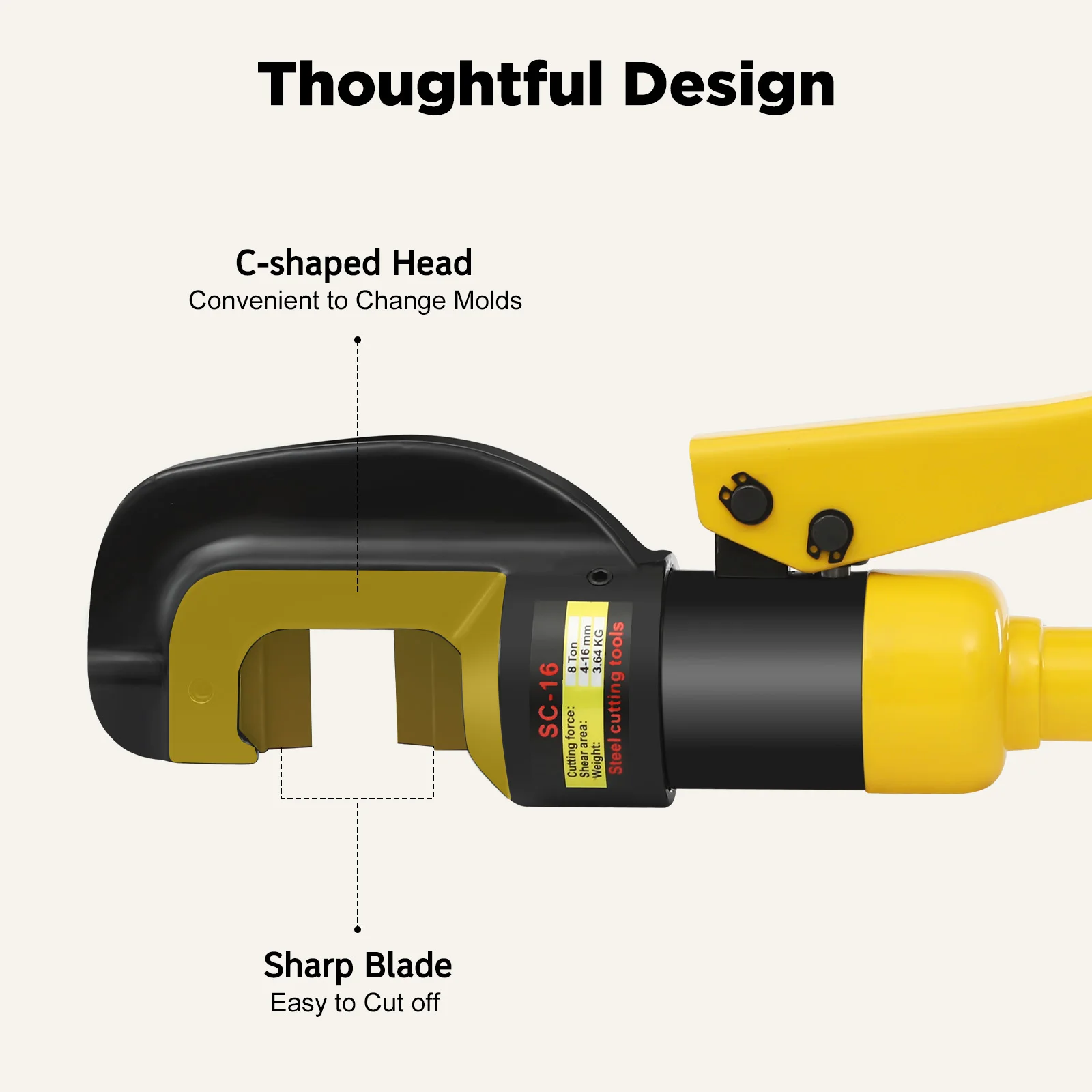 8 Ton Hydraulic Rebar Cutter Hydraulic Clamp Steel Bar Cutting Handheld Cutting Tool 16mm for Metal Chain Steel