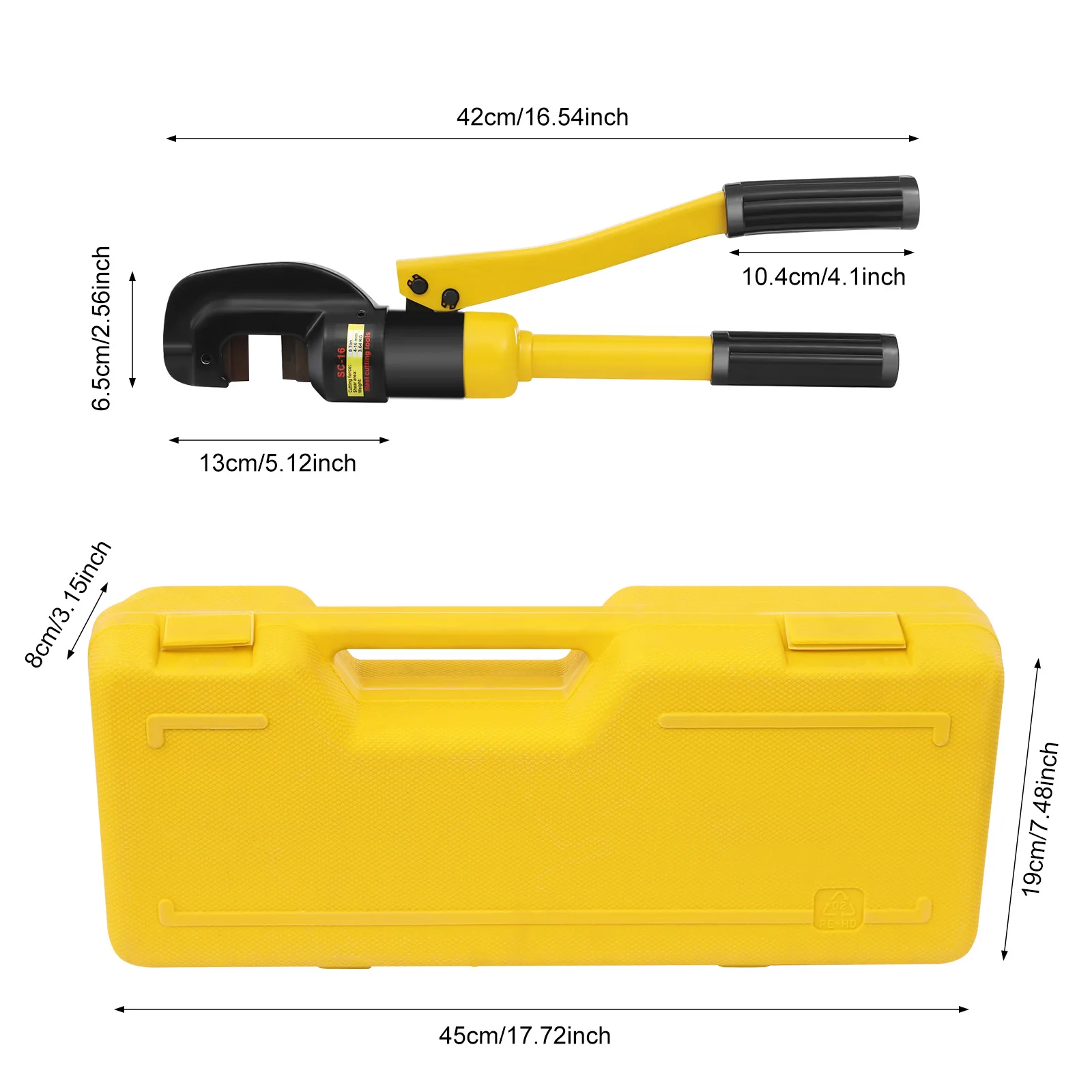 8 Ton Hydraulic Rebar Cutter Hydraulic Clamp Steel Bar Cutting Handheld Cutting Tool 16mm for Metal Chain Steel