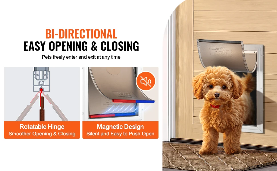 SucceBuy Pet Door Aluminum Frame with Lock and Flap System Weatherproof Doggy Door Easy to Install in Interior or Exterior Doors