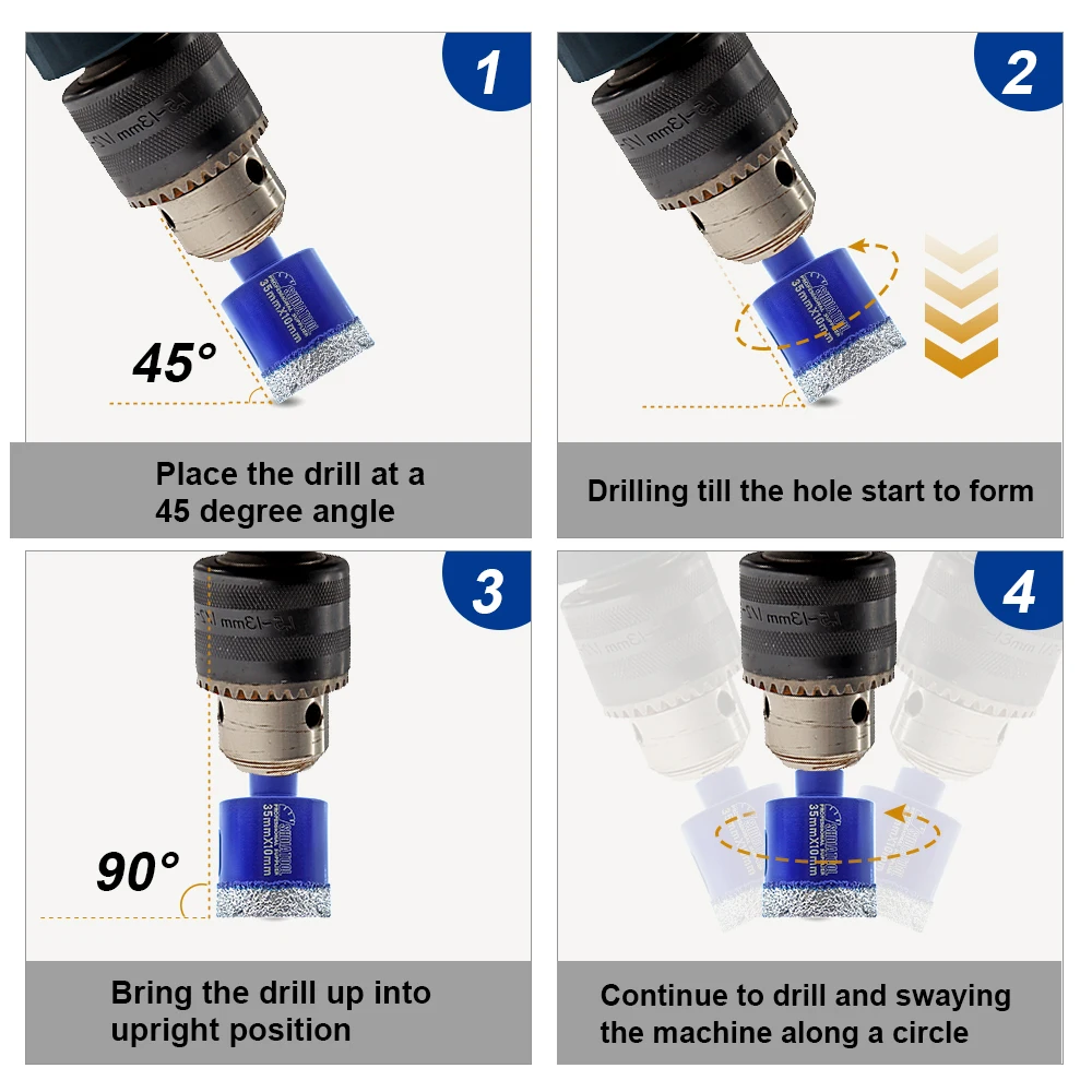 SHDIATOOL 11Pcs Vacumm Brazed Diamond Drilling Bits Kit Dia6-65mm Triangle Shank Drill Core Bit For Marble Ceramic Tile Granite