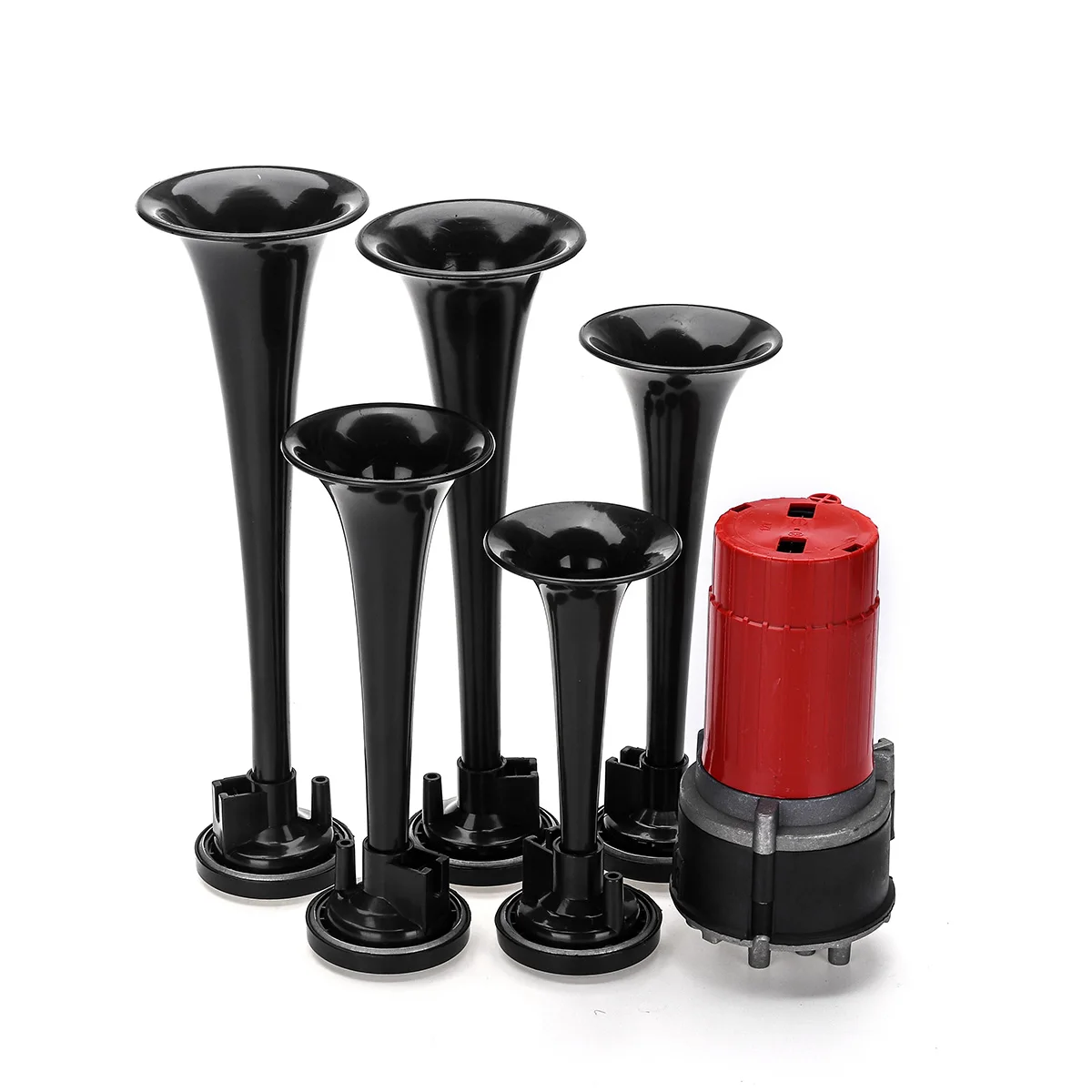 Black 5-Trumpet Air Horn Compressor Universal 12V 125dB DIXIE Musical Air Horn Dukes of Hazzard General-Lee Car Truck Boat