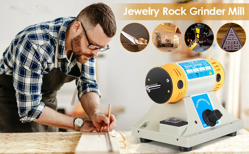 220V 350W Stone Polishing Machine DIY Woodworking Jade Jewelry Dental Bench Lathe Machine Grinding Machine Sanding Tools