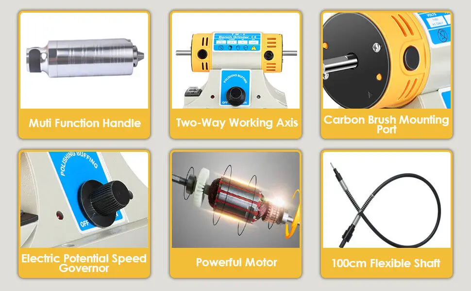 220V 350W Stone Polishing Machine DIY Woodworking Jade Jewelry Dental Bench Lathe Machine Grinding Machine Sanding Tools