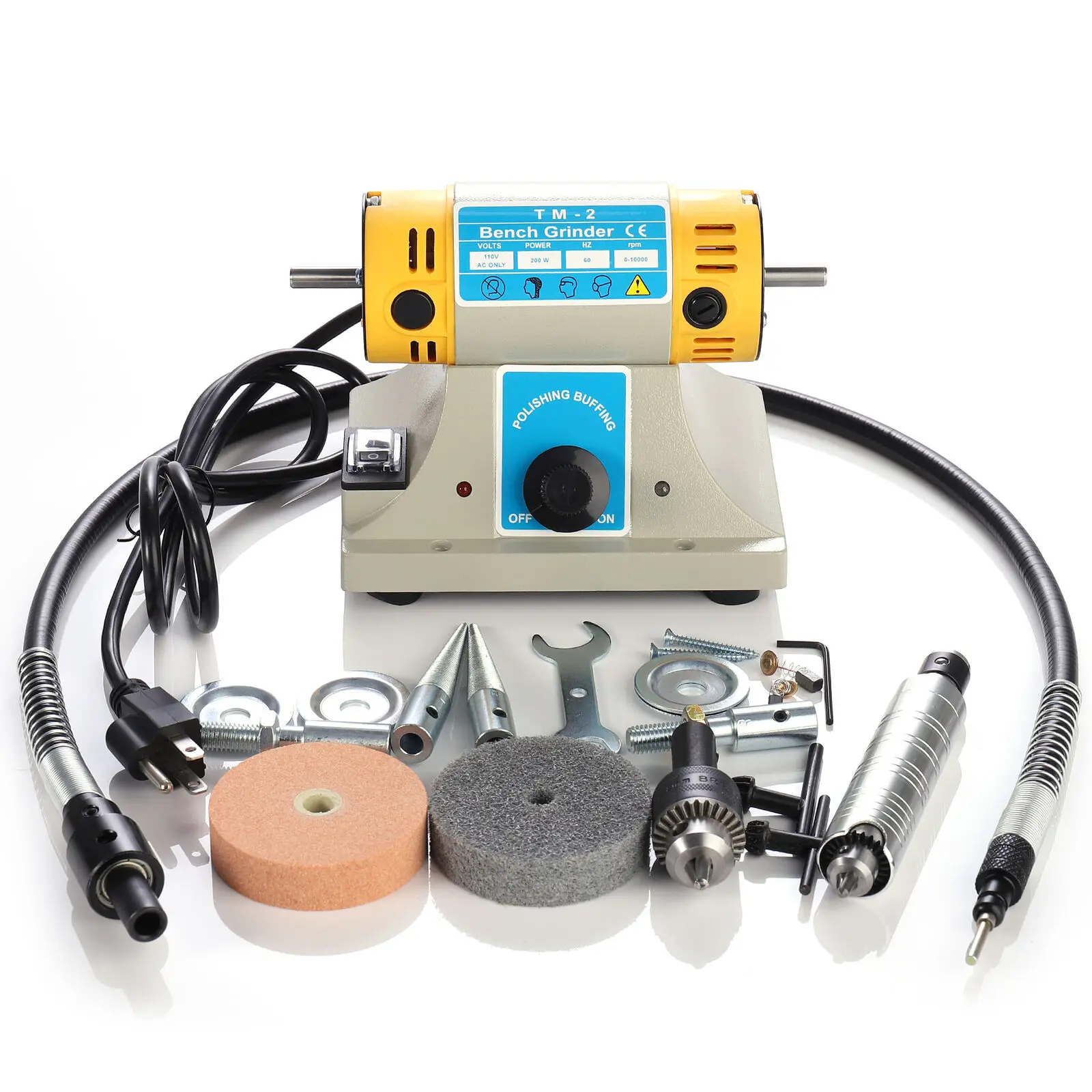 220V 350W Stone Polishing Machine DIY Woodworking Jade Jewelry Dental Bench Lathe Machine Grinding Machine Sanding Tools