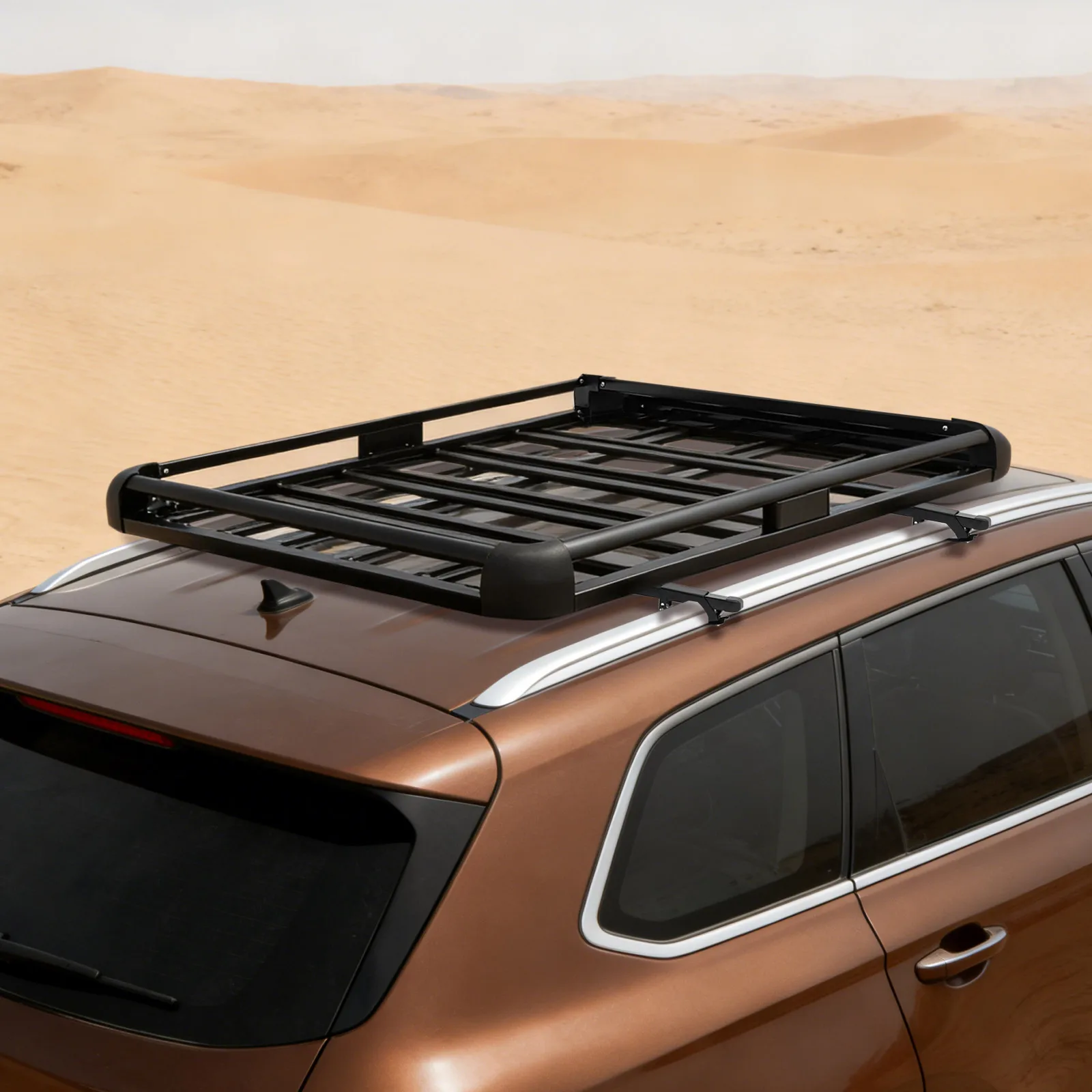 140x100cm/160×100cm Universal Aluminum Car Roof Rack Cargo Basket Tray Luggage Carrier Black Load 150kg for SUV w/Built-in Racks