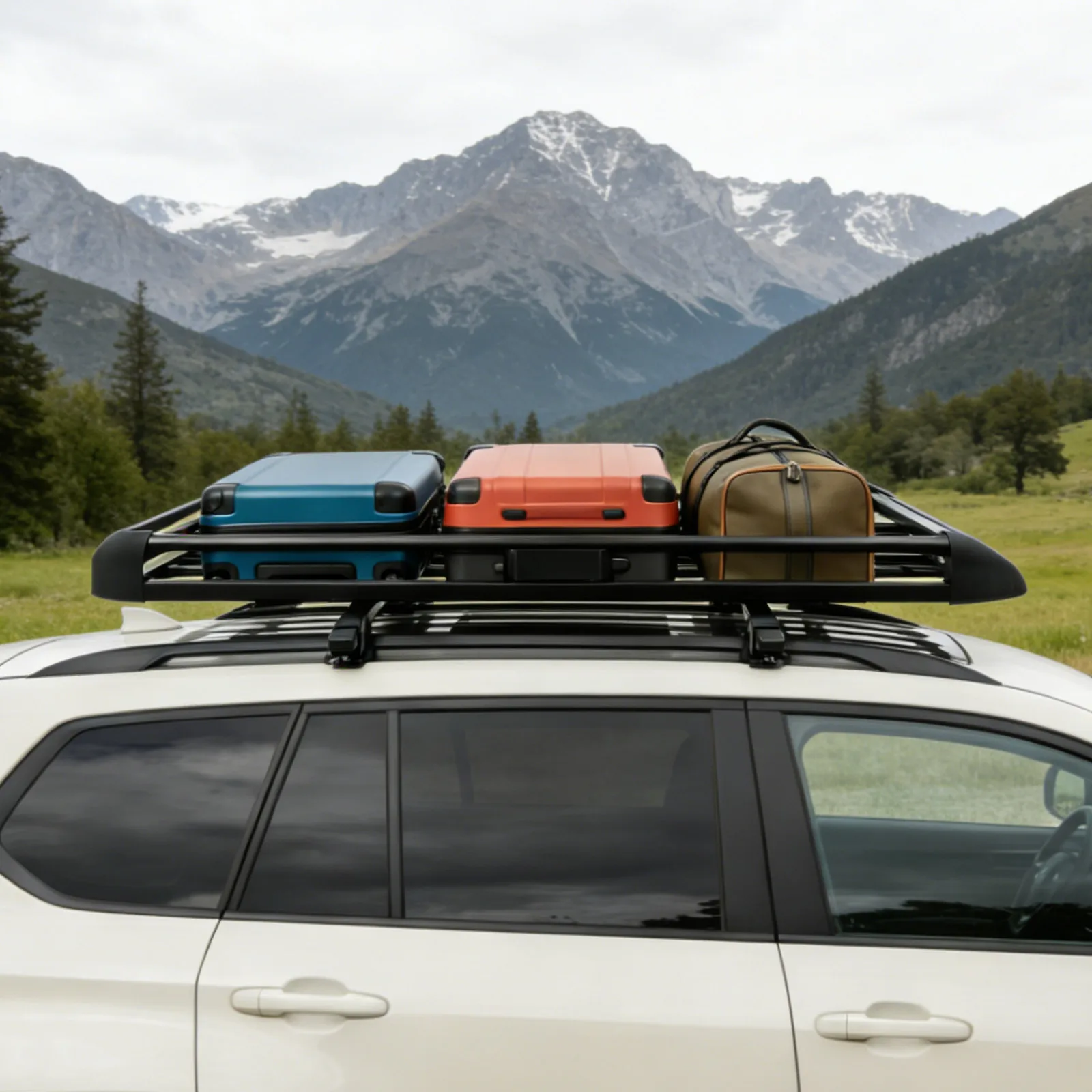 140x100cm/160×100cm Universal Aluminum Car Roof Rack Cargo Basket Tray Luggage Carrier Black Load 150kg for SUV w/Built-in Racks