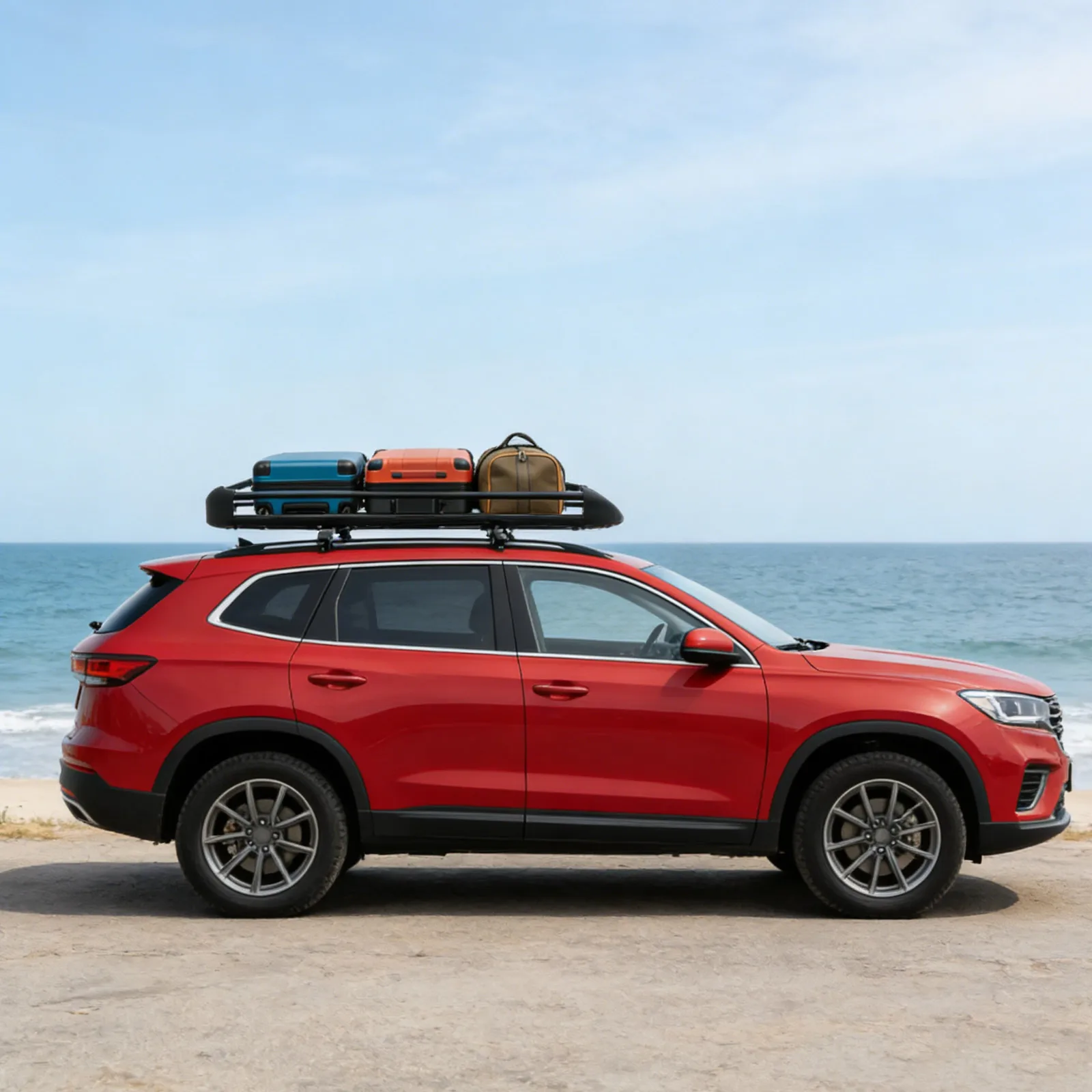 140x100cm/160×100cm Universal Aluminum Car Roof Rack Cargo Basket Tray Luggage Carrier Black Load 150kg for SUV w/Built-in Racks