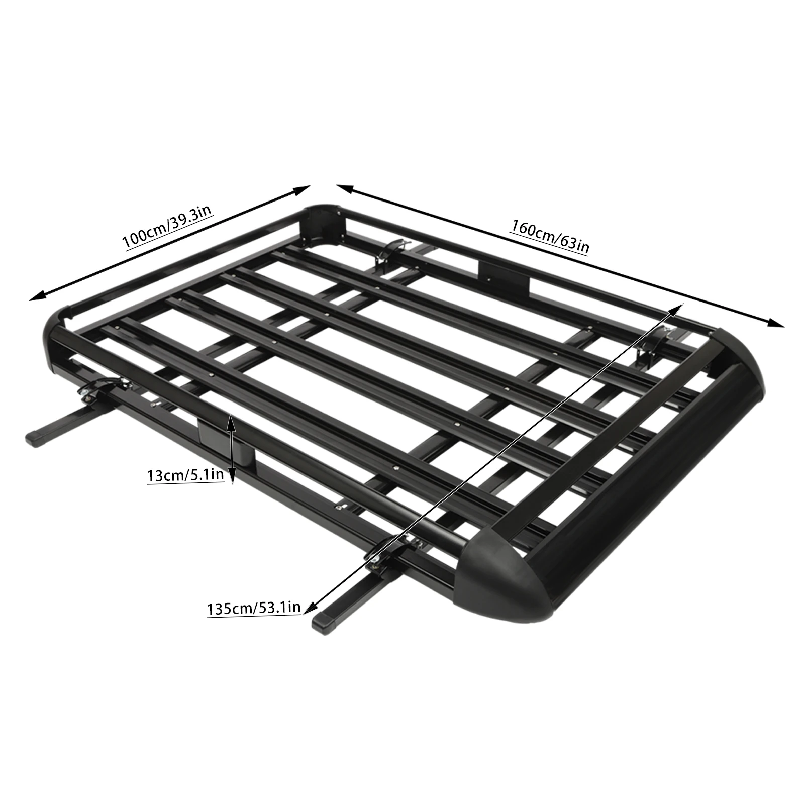 140x100cm/160×100cm Universal Aluminum Car Roof Rack Cargo Basket Tray Luggage Carrier Black Load 150kg for SUV w/Built-in Racks