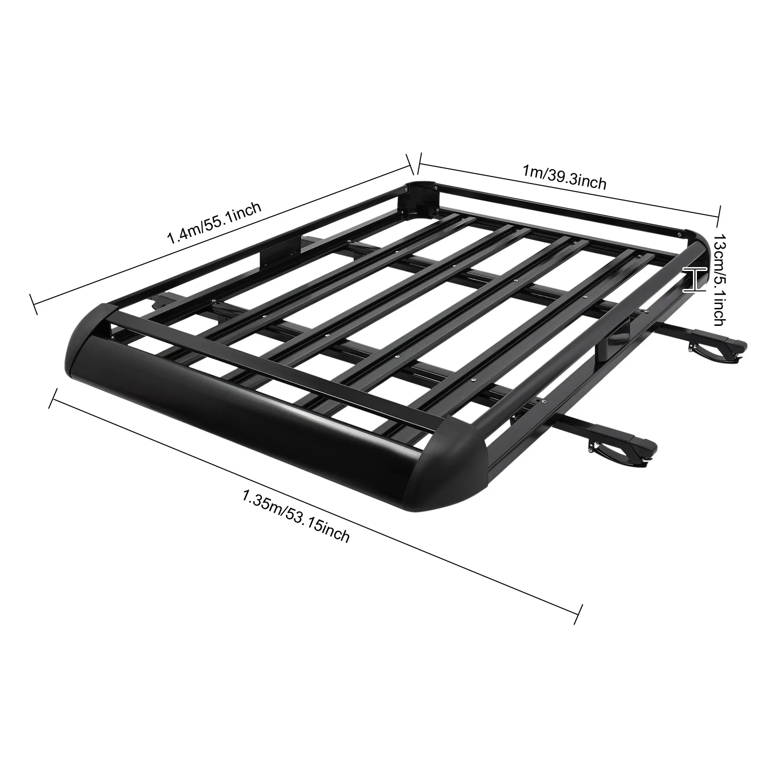 140x100cm/160×100cm Universal Aluminum Car Roof Rack Cargo Basket Tray Luggage Carrier Black Load 150kg for SUV w/Built-in Racks