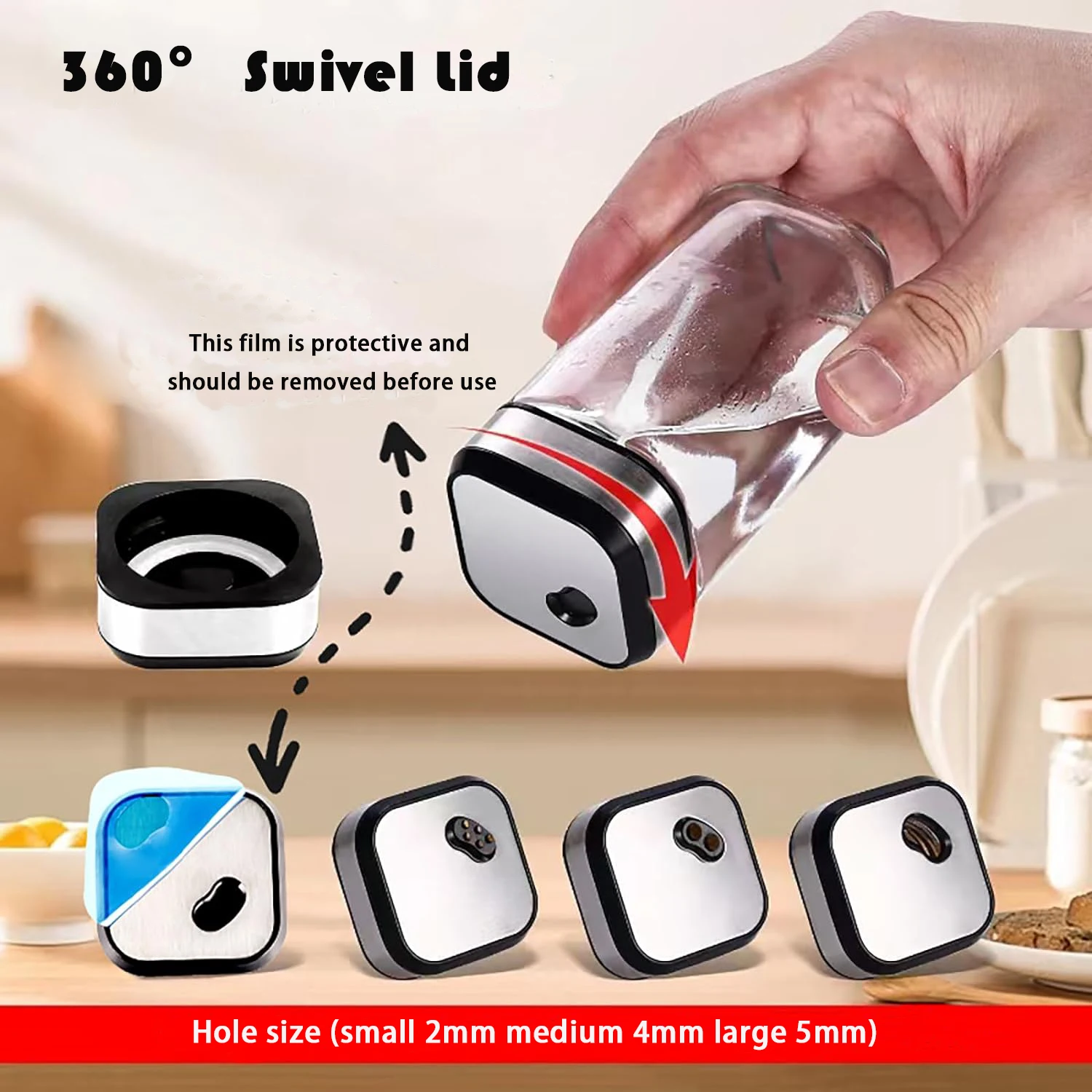 SIAZIH 2-Layer 360° Rotating Stainless Steel Spice Rack with 12 120 ml Spice Jars with Rotating Lids, for Easy Access to Spices