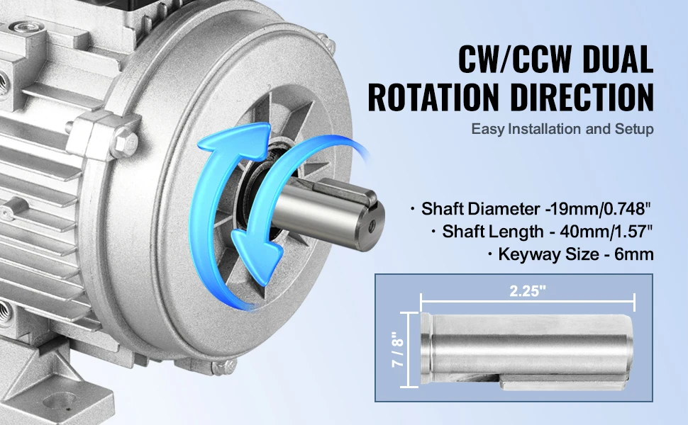SucceBuy 0.55KW Electric Motor AC Air Compressor Motor Single Phase 19mm Keyed Shaft CW/CCW Rotation for Agricultural Machinery