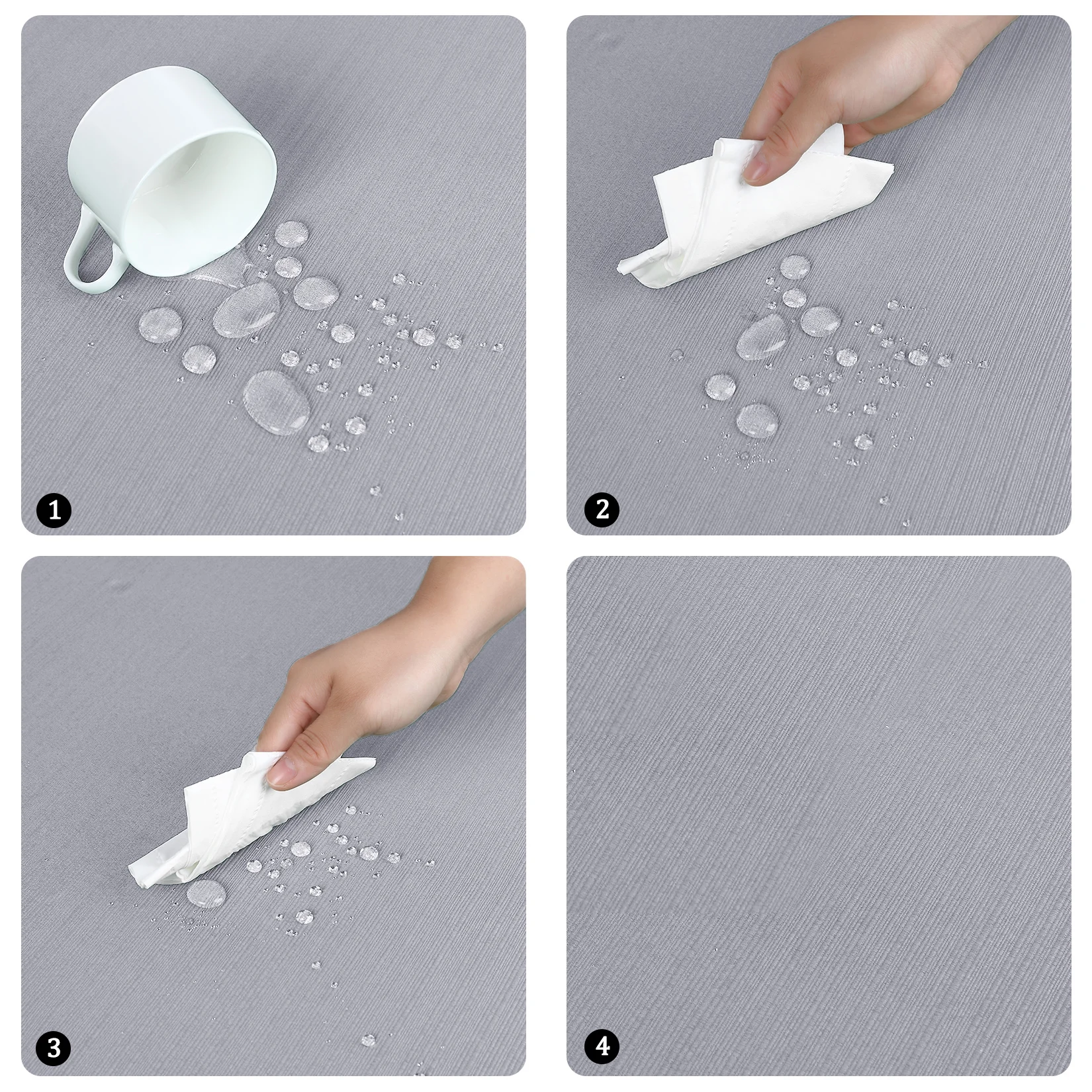 Round Tablecloth 70 Inch Waterproof Table Cloth for Dining Room Grey