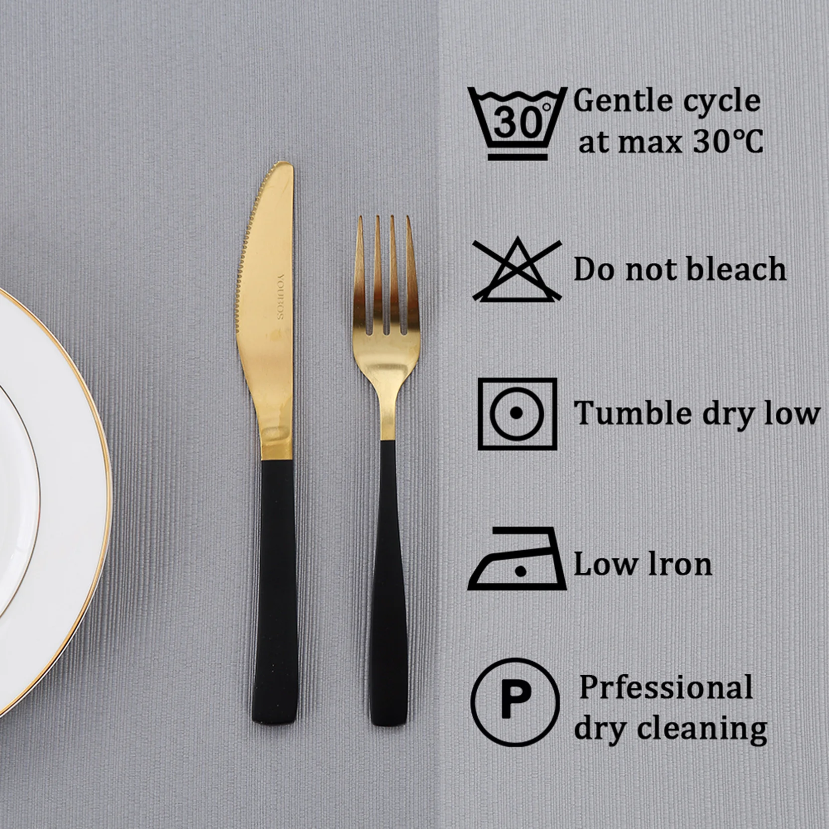 Round Tablecloth 70 Inch Waterproof Table Cloth for Dining Room Grey