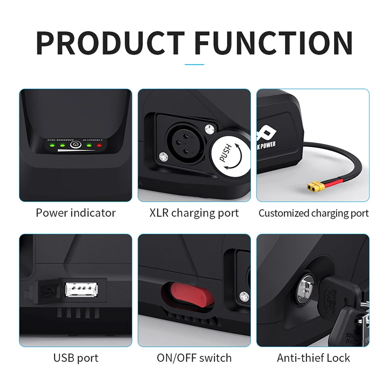 Ebike Battery Hailong 36V 48V 52V 15Ah 20Ah 24Ah 18650 21700 Electric Bike Batteria for 250W 350W 500W 750W 1000W Motor