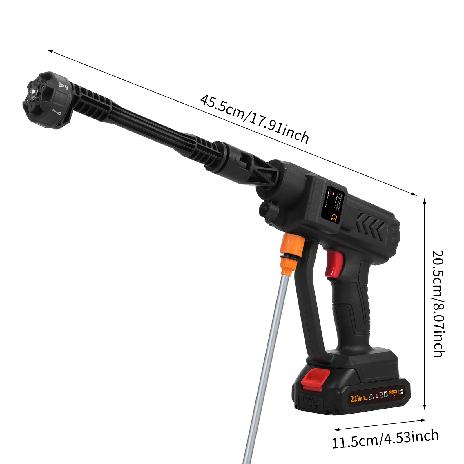 Handheld Pressure Washer Portable Powerful 21V Car Wash Gun 2pcs Rechargeable Battery for Home Floor Cleaning Watering w/ Gloves